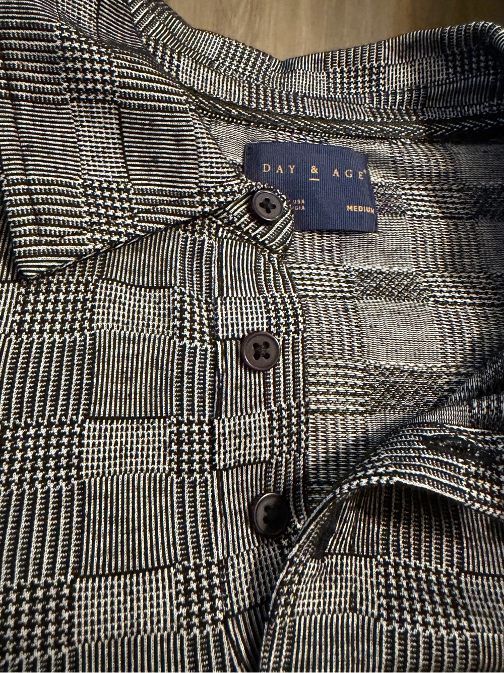 Men's Black and White Patterned Polo Shirt - Picture 2 of 7